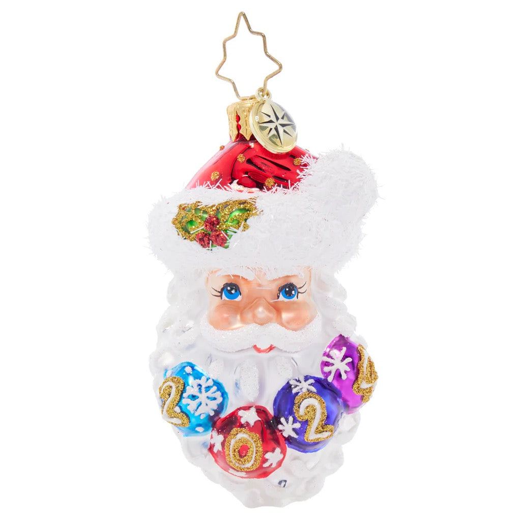 Christopher Radko HoHo Happy Year 2024 Santa Gem Christmas Ornament