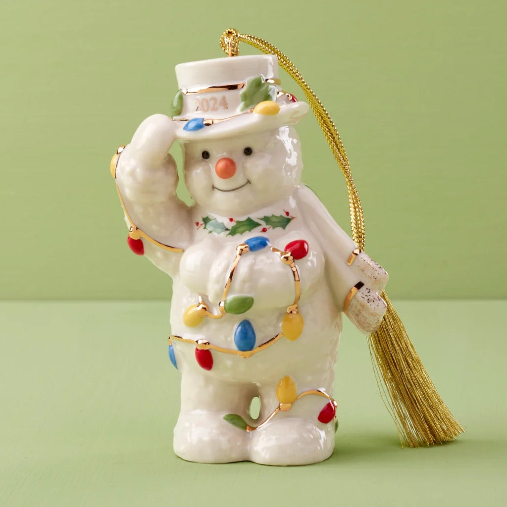 Lenox 2024 Snowman With Christmas Lights Dated Ornament Annual Ornaments