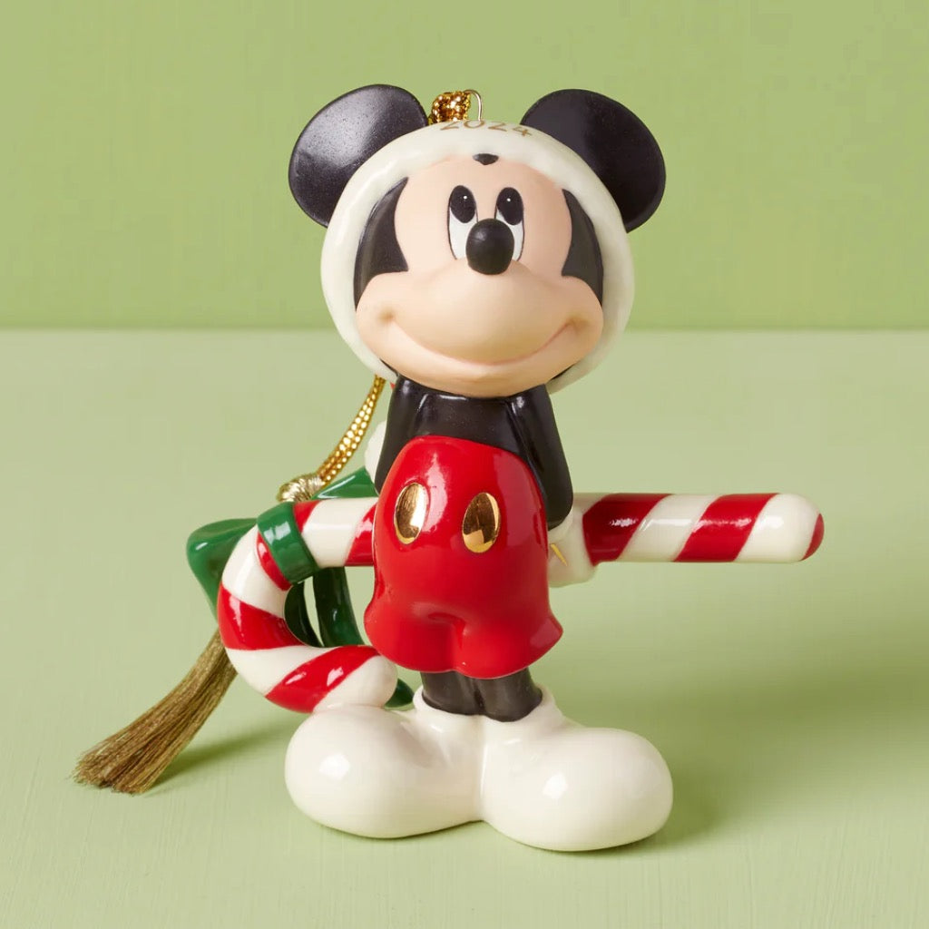 Lenox 2024 Disney Mickey With Candy Cane Ornament Annual Ornaments