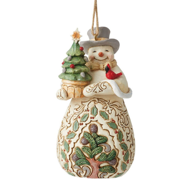 Jim Shore White Woodland Snowman/Tree Ornament | Annual Ornaments