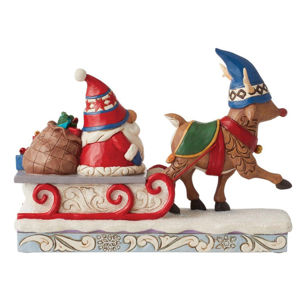 Jim Shore Reindeer Pulling Gnome Sled Figurine | Annual Ornaments