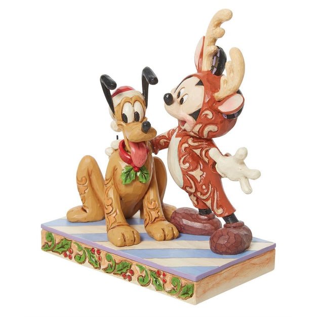 Jim Shore Disney Traditions Mickey Reindeer With Pluto Figurine