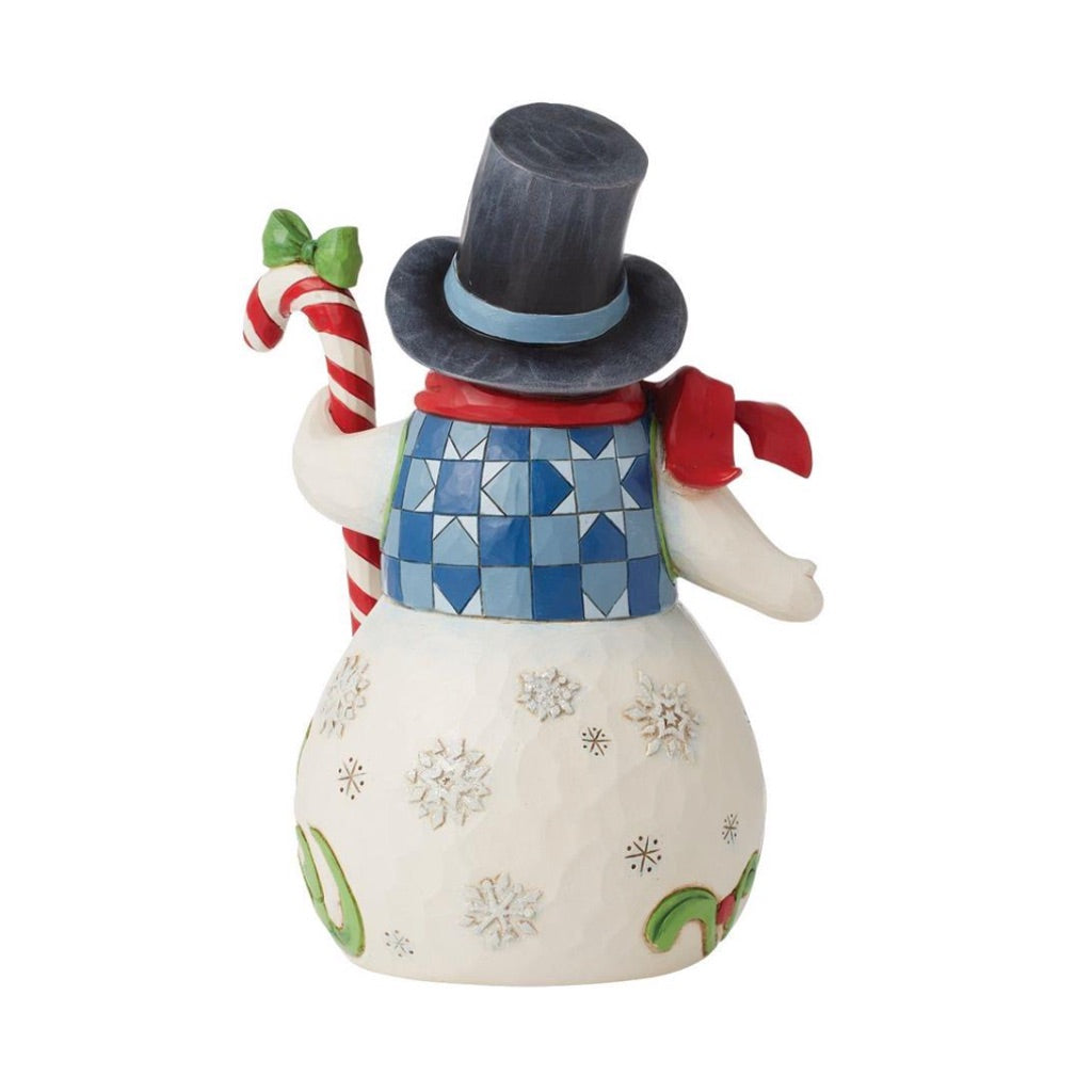 Jim Shore Snowman with Tall Candy Cane Figurine