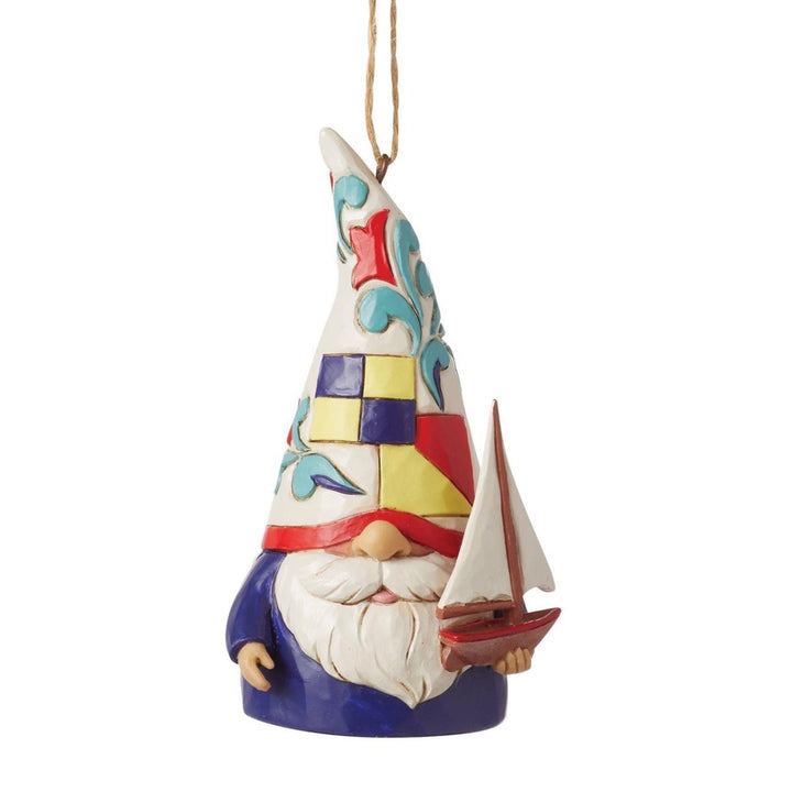 Jim Shore Coastal Gnome Sailboat Ornament