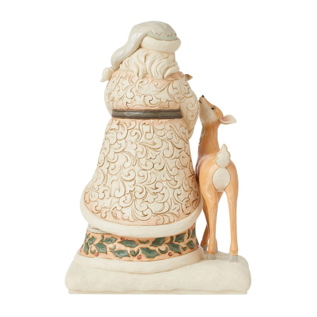 Jim Shore White Woodland Santa Holding Fawn Figurine