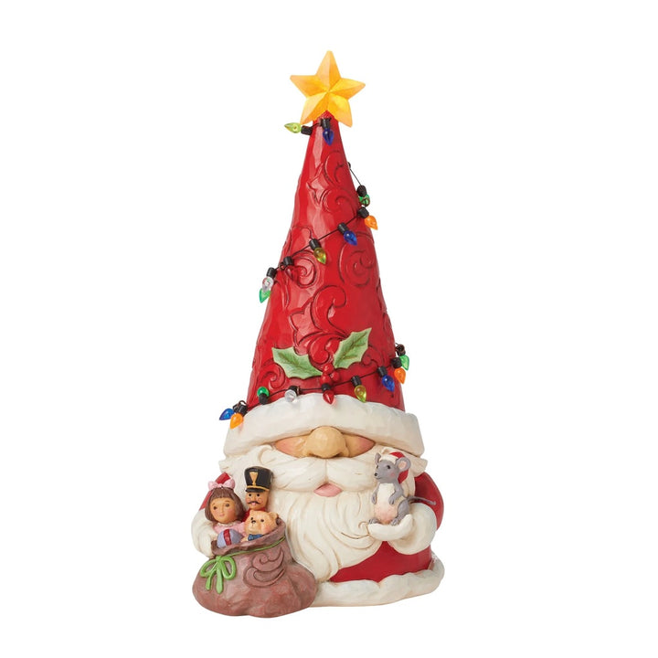 Jim Shore Santa Gnome Wrapped in Lights LED Figurine