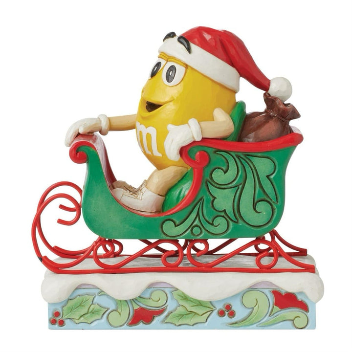 Jim Shore M&Ms Yellow Character In Sleigh Figurine