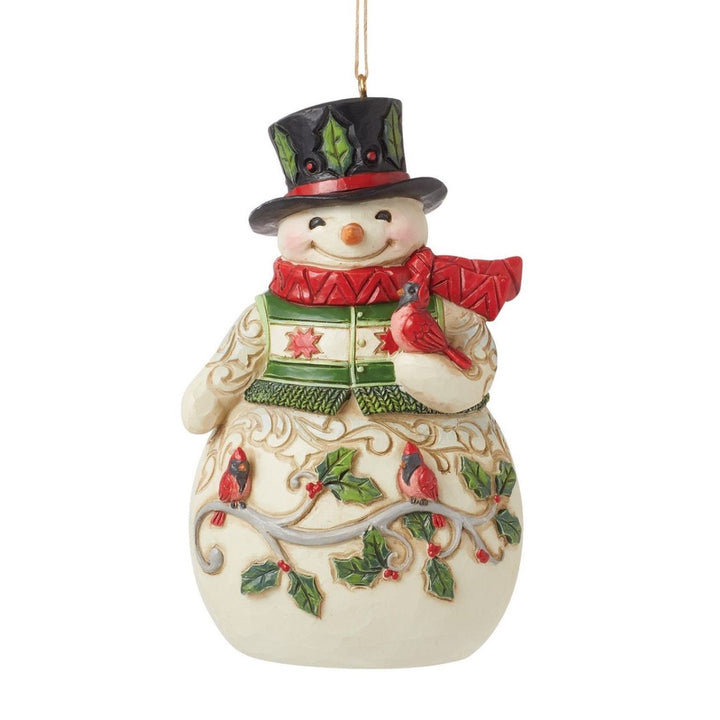 Jim Shore Snowman With Cardinal Ornament