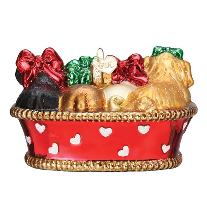Old World Christmas Puppies In A Basket Ornament