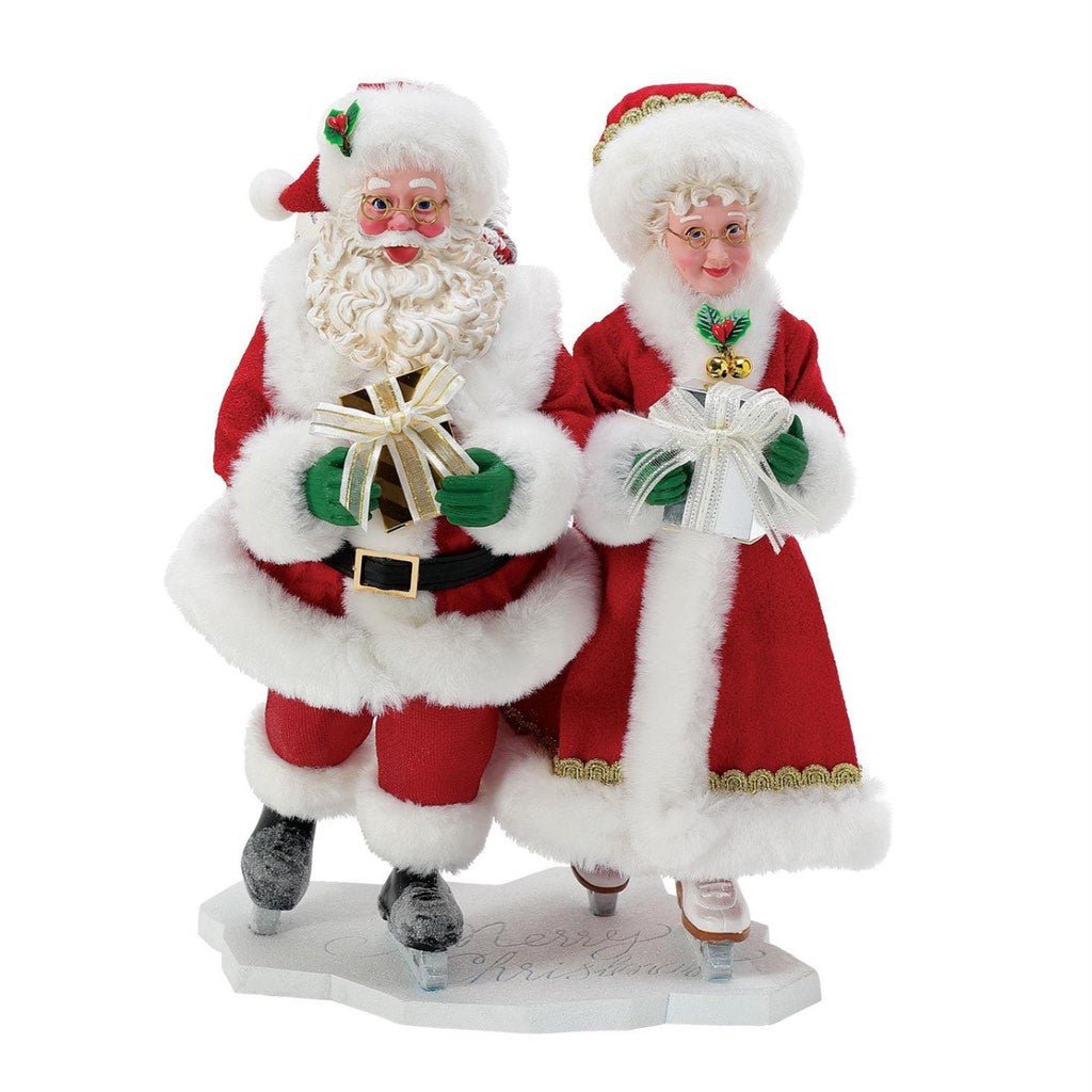Possible Dreams Clothtique Holiday On Ice Santa & Mrs. Claus Figurine